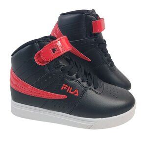 NEW Fila Kids Vulc 13 Patent Flag Black & Red High-Top Sneakers Size 13 USA